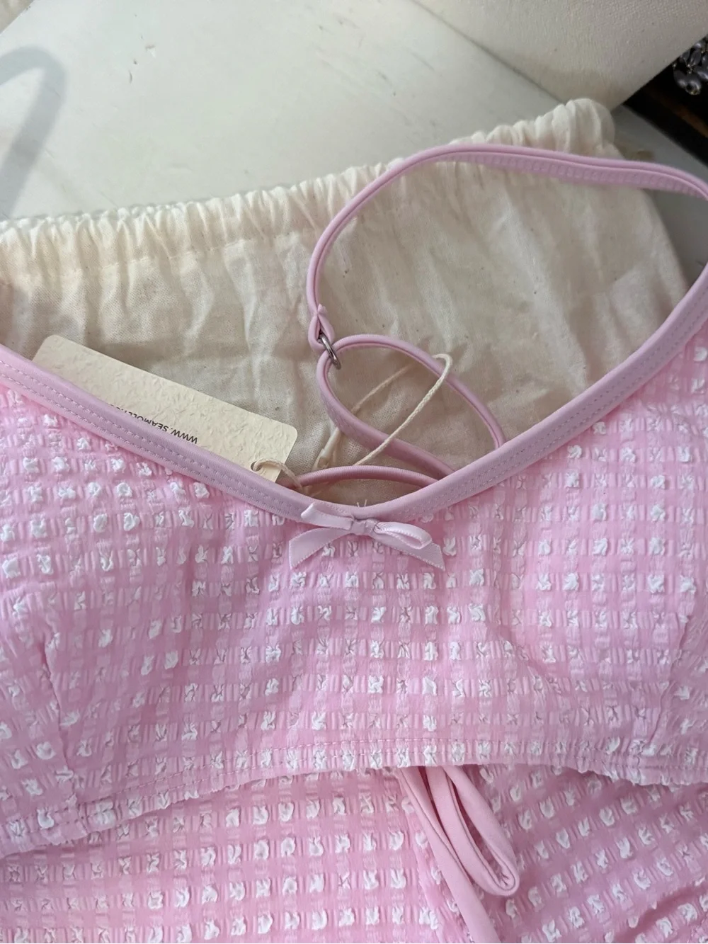 SEAMOLLY 1950S RETRO VINTAGE INSPIRED GINGHAM BRALETTE BOYSHORTS BIKINI SET